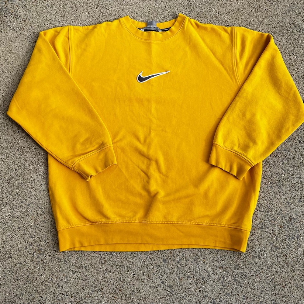 Vintage Nike crew neck sweatshirt. Mustard yellow